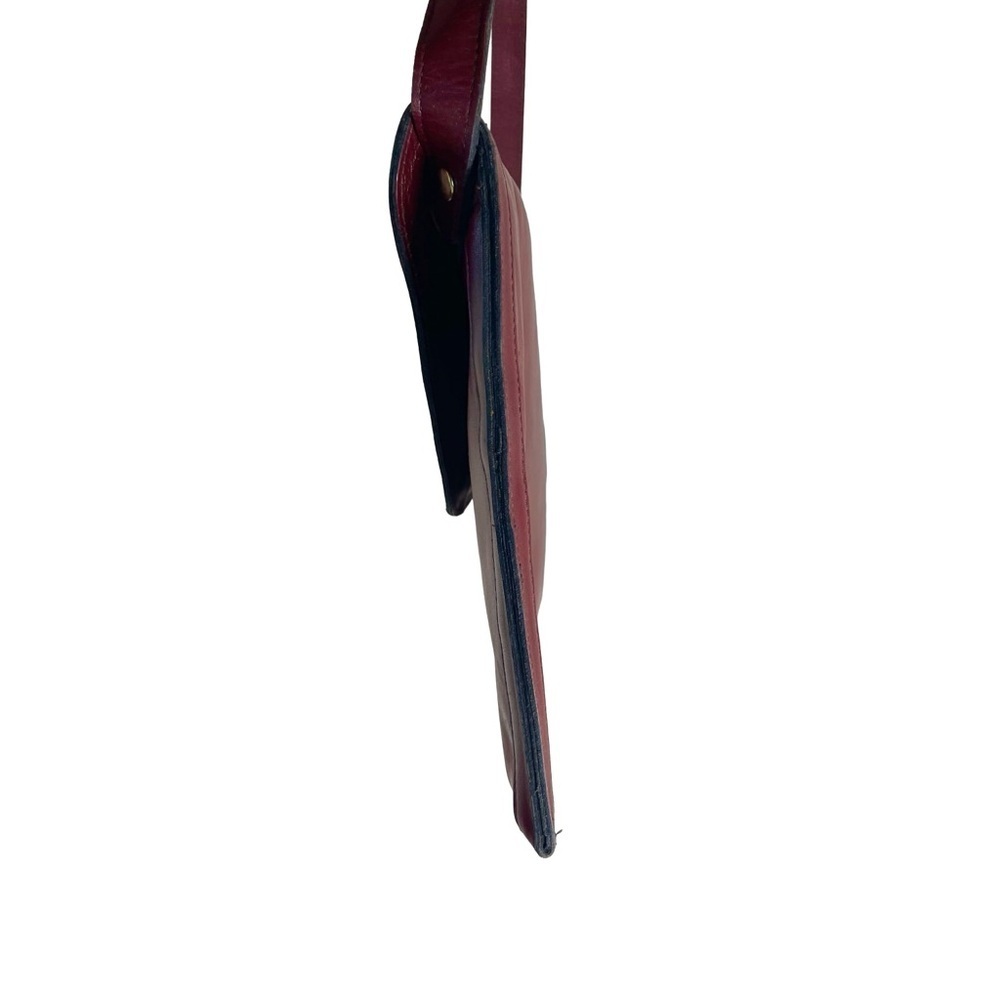 Vintage Etienne Aigner Burgundy Leather Envelope Clutch Shoulder Bag Brass Logo - Picture 12 of 15